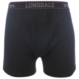 Lonsdale 2 Pack Boxers Mens  Black