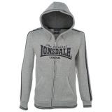 Lonsdale 2 Stripe Zipped Hoody Mens Grey/Navy
