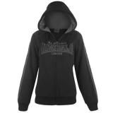 Lonsdale 2 Stripe Quilt Hooded Top Ladies Black