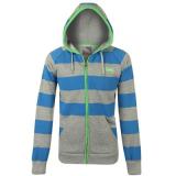 Lonsdale Striped Zipped Hoody Mens Grey/Marina