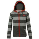 Lonsdale Striped Zipped Hoody Mens Charc/Silver