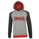 Lonsdale Contrast Raglan Hoody Mens Grey/Black