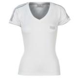 Lonsdale 2 Stripe V Neck T Shirt Ladies White/Grey