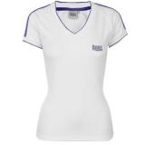 Lonsdale 2 Stripe V Neck T Shirt Ladies White/Purple