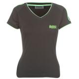 Lonsdale 2 Stripe V Neck T Shirt Ladies Black/Green