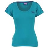 Lonsdale 2 Stripe V Neck T Shirt Ladies Teal