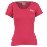 Lonsdale 2 Stripe V Neck T Shirt Ladies Very Berry