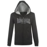 Lonsdale 2 Stripe Zipped Hoody Mens Black