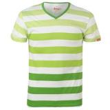 Lee Cooper Striped V Neck T Shirt Mens White/Green