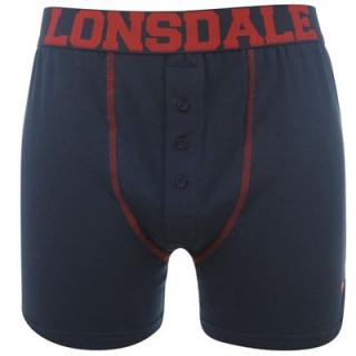 Lonsdale 2 Pack Boxers Mens Navy/Red