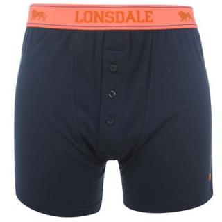 Lonsdale 2 Pack Boxers Mens Navy/Orange