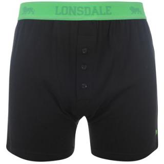 Lonsdale 2 Pack Boxers Mens Black/Green