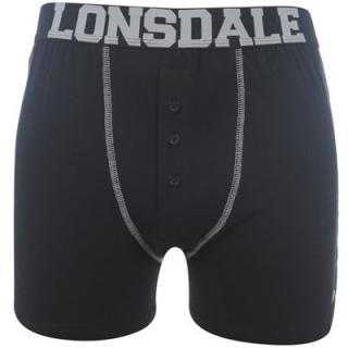 Lonsdale 2 Pack Boxers Mens  Black/Silver