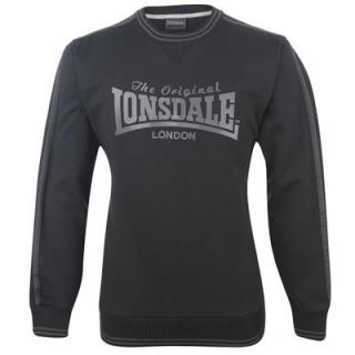  Lonsdale 2 Stripe Crew Sweater Mens Black