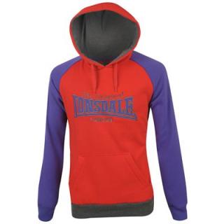 Lonsdale Contrast Raglan Hoody Mens Red/Purple