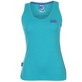 Lonsdale 2 Stripe V Neck Vest Ladies Teal/Purple