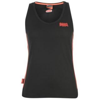 Lonsdale 2 Stripe V Neck Vest Ladies Black/Coral