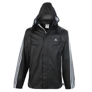 Adidas 3 Stripe Rain Jacket Mens Black
