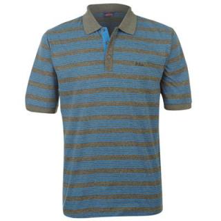 Lee Cooper Striped Polo Shirt Mens Charc/Blue