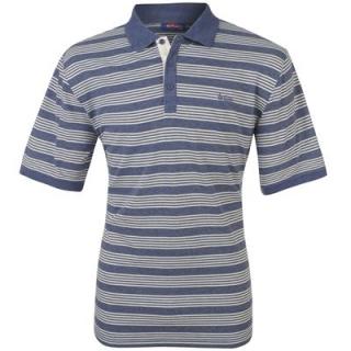 Lee Cooper Striped Polo Shirt Mens Indigo/White
