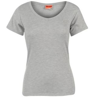 Lonsdale 2 Stripe V Neck T Shirt Ladies Grey
