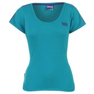 Lonsdale 2 Stripe V Neck T Shirt Ladies Teal