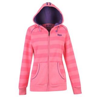Lonsdale Striped Zipped Hoody Ladies Pink