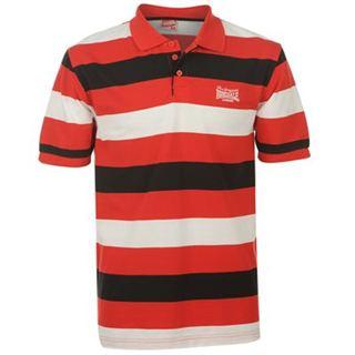 Lonsdale Bold Stripe Polo Shirt Mens Red