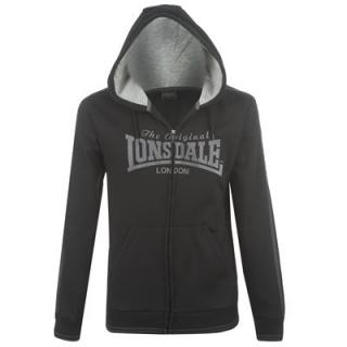 Lonsdale 2 Stripe Zipped Hoody Mens Black