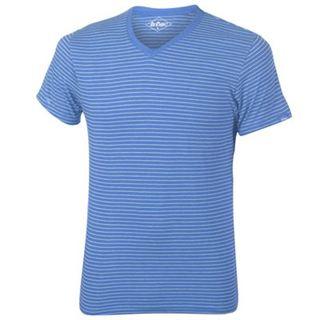 Lee Cooper Striped V Neck T Shirt Mens Navy/White