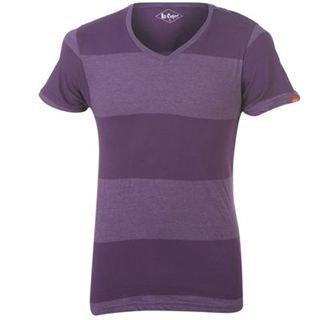 Lee Cooper Striped V Neck T Shirt Mens Purple