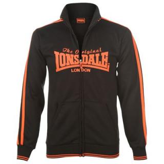 Lonsdale 2 Stripe Zip Top Mens Black/Toxic Red
