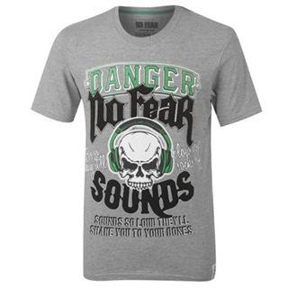 No Fear Music T Shirt Mens Grey