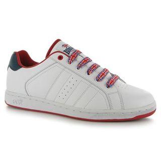 Lonsdale Flying the Flag Leyton Trainers Mens White ČERVEN