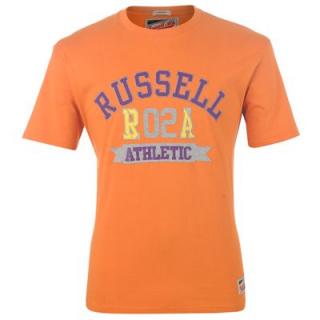 Russell Athletic Applique T Shirt Mens Orange